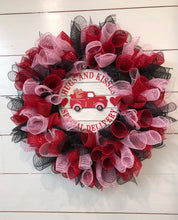Load image into Gallery viewer, Valentine's Day Wreath with Truck in Black/Pink/Red