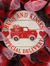 Load image into Gallery viewer, Valentine's Day Wreath with Truck in Black/Pink/Red