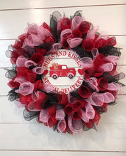 Load image into Gallery viewer, Valentine&#39;s Day Wreath with Truck in Black/Pink/Red
