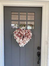 Load image into Gallery viewer, Valentine&#39;s Day Heart-Shaped Rag Wreath, Red, White, and Lace
