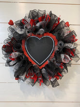 Load image into Gallery viewer, Black And Red Valentine&#39;s Day Wreath
